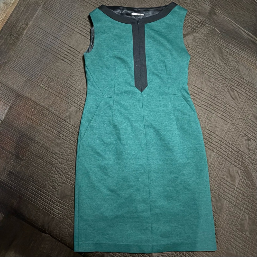 Tahari Teal and Black Midi Dress